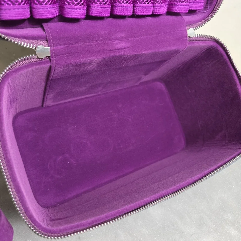 doTERRA Essential Oils Travel Storage Train Case Gray Purple Holds 73 Bottles
